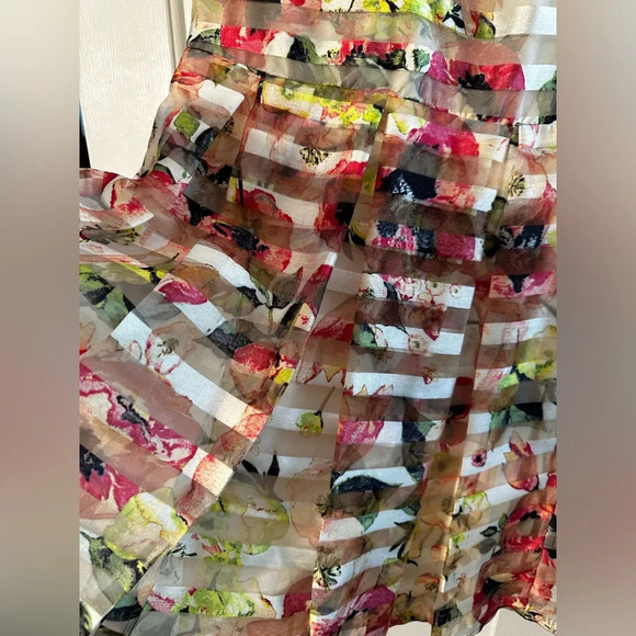 Allik ANTHROPOLOGIE Pastel Water Color Sheer Panel Sheath Midi M Racerback Zip - Picture 3 of 13